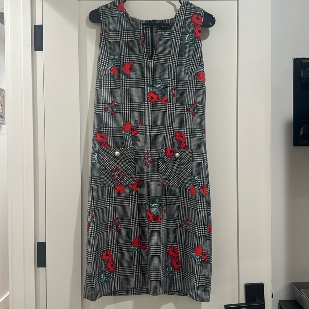Karl Lagerfeld Paris Sleeveless Plaid Floral Dress